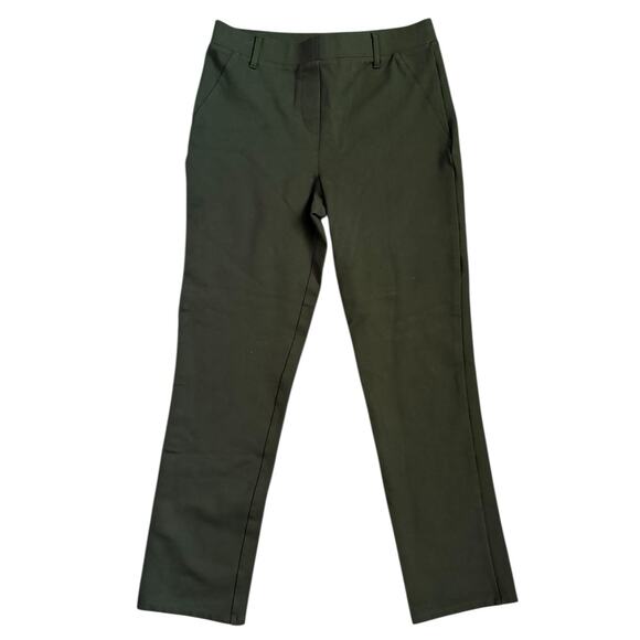 Quince Ultra-Stretch Ponte Straight Leg Pants in Olive Green Size Small Petite - Picture 5 of 13